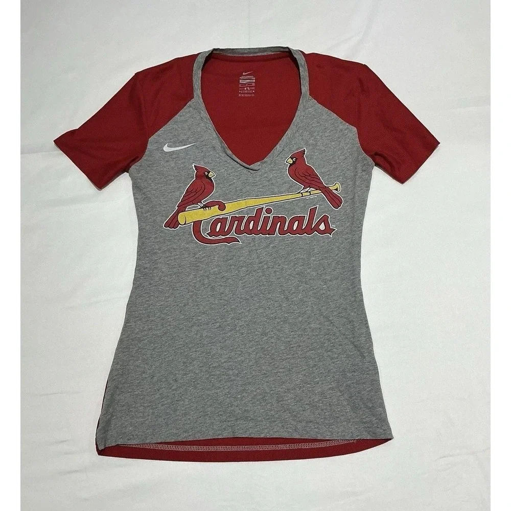St Louis‎ Cardinals Shirt Womens Small Gray Nike MLB Baseball Logo